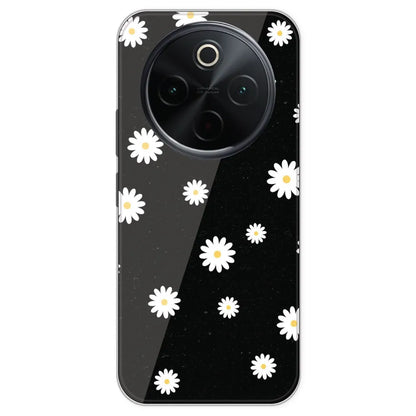 White And Black Flower - Printed Silicone Case For IQOO Z10
