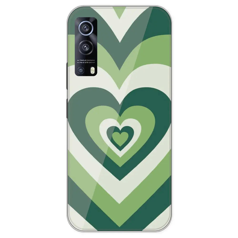 Dark Green Hearts - Printed Silicone Case For IQOO Z3