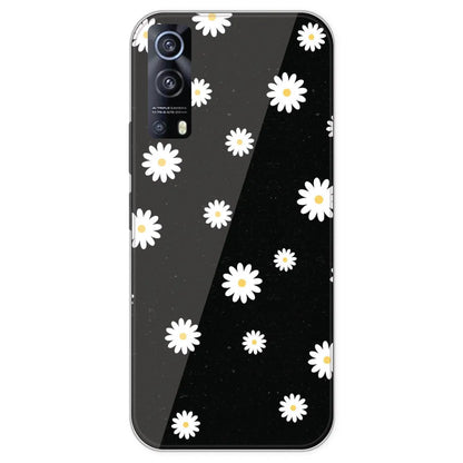White And Black Flower - Printed Silicone Case For IQOO Z3