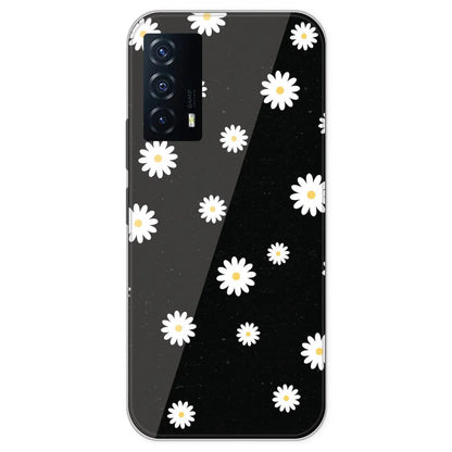 White And Black Flower - Printed Silicone Case For IQOO Z5