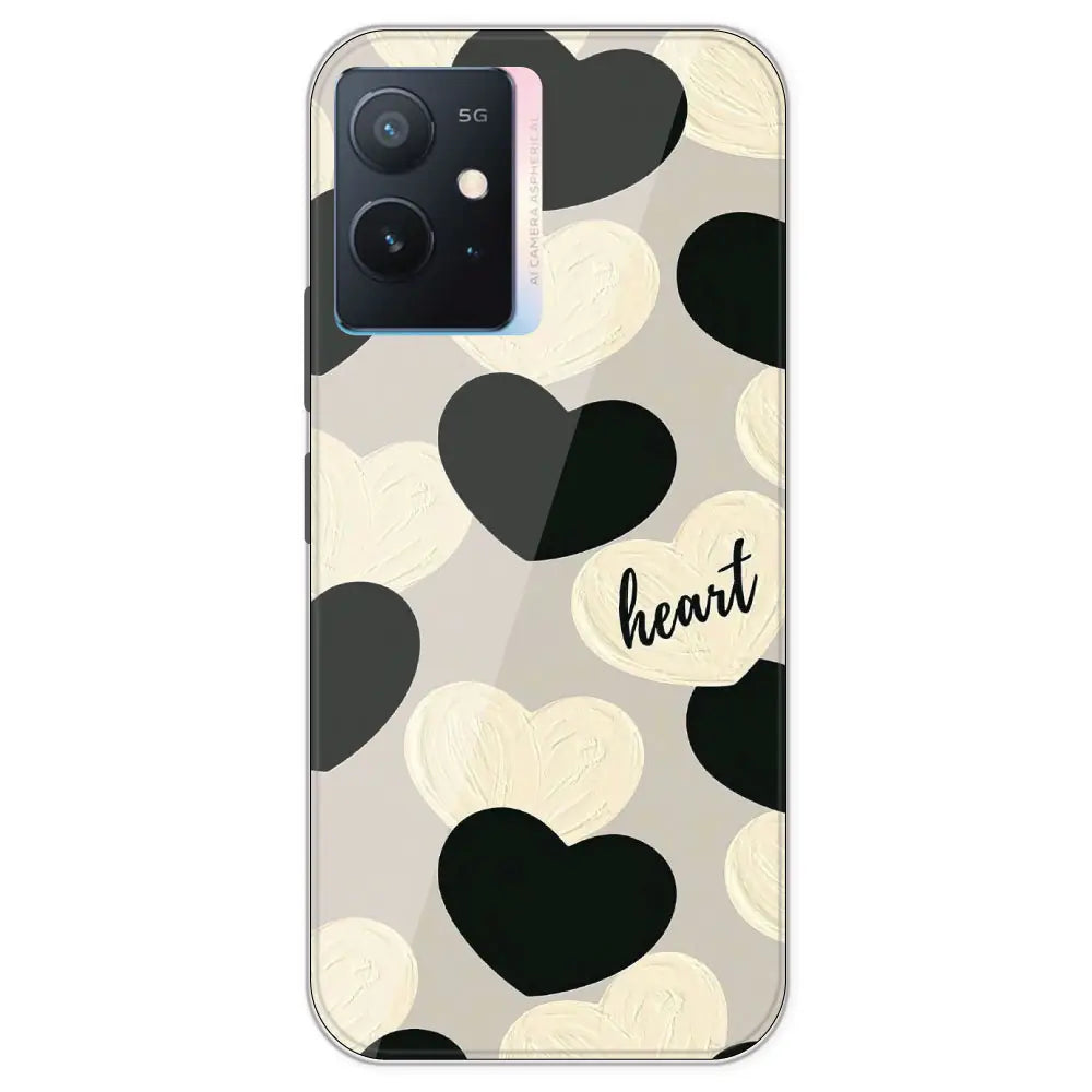 Black And White Heart - Printed Silicone Case For IQOO Z6