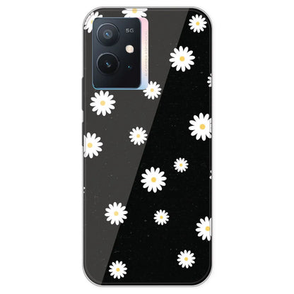 White And Black Flower - Printed Silicone Case For IQOO Z6