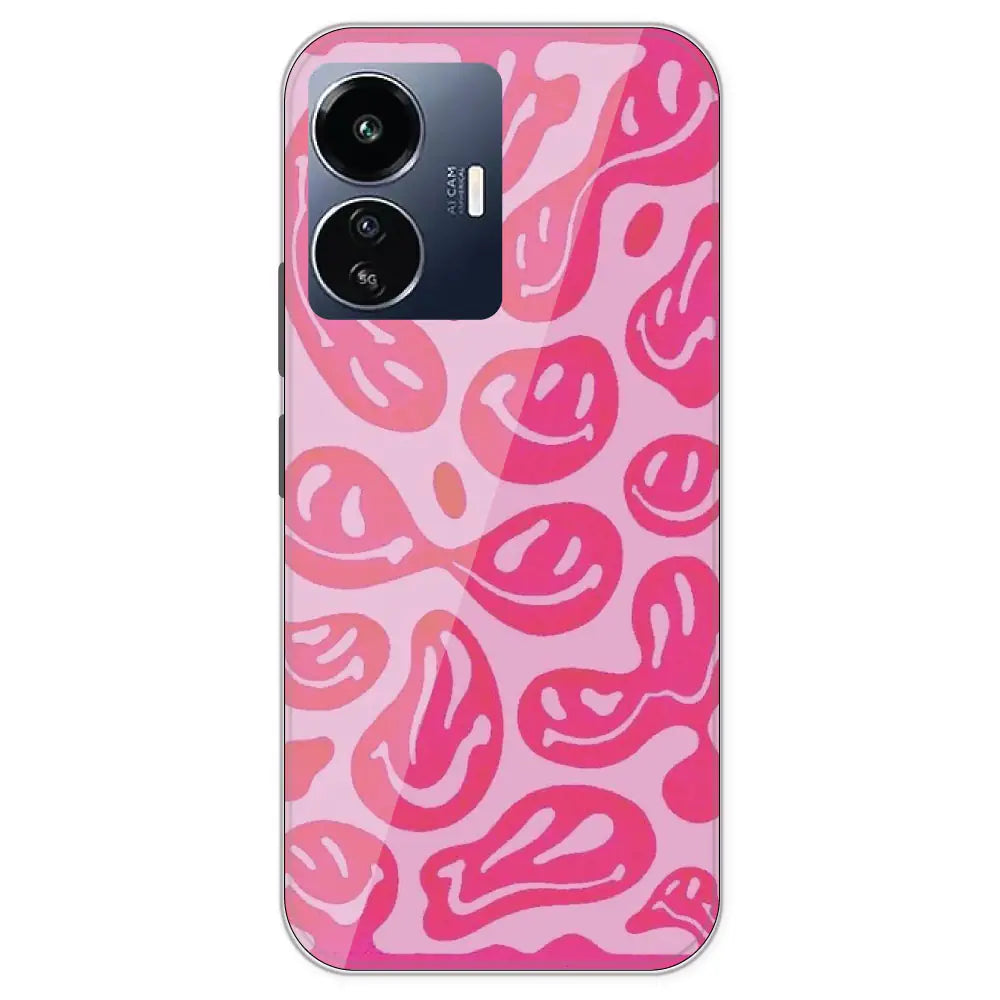 Pink Smilies - Printed Silicone Case For IQOO Z6 Lite