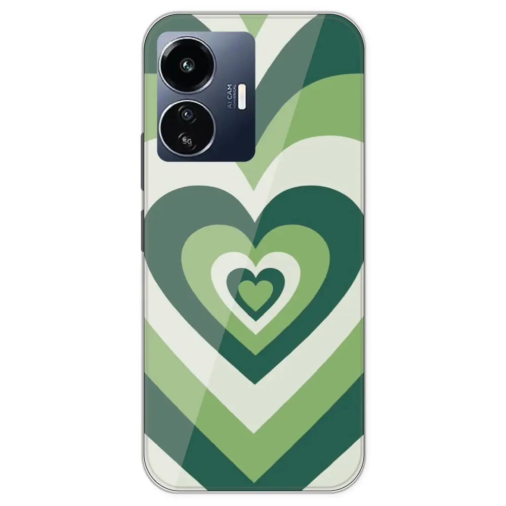 Dark Green Hearts - Printed Silicone Case For IQOO Z6 Lite