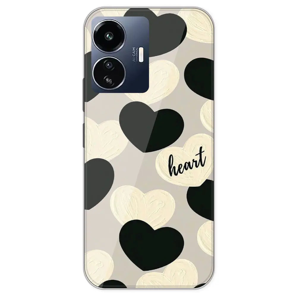 Black And White Heart - Printed Silicone Case For IQOO Z6 Lite