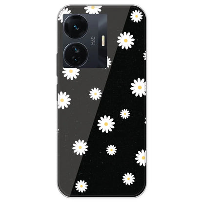 White And Black Flower - Printed Silicone Case For IQOO Z6 Pro