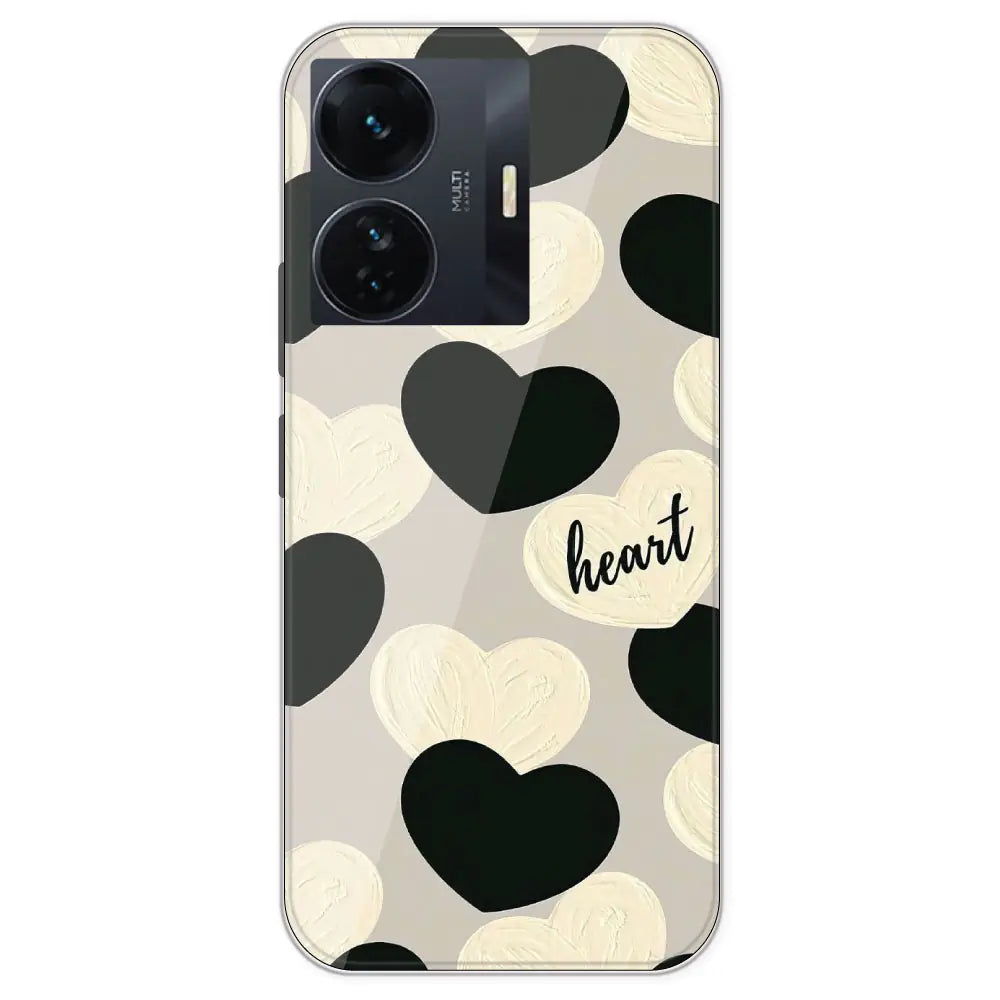 Black And White Heart - Printed Silicone Case For IQOO Z6 Pro