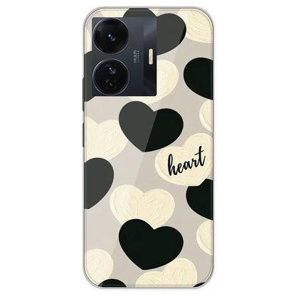 Black And White Heart - Printed Silicone Case For IQOO Z6 Pro