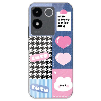 Cute Pink Bear Collage - Printed Silicone Case For IQOO Z7 Pro
