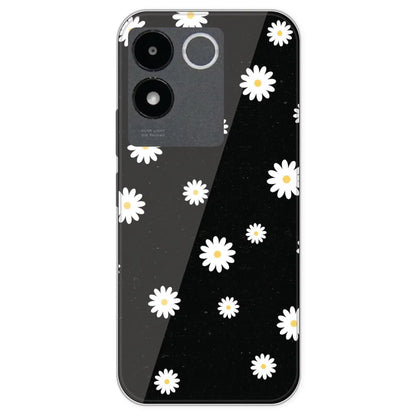 White And Black Flower - Printed Silicone Case For IQOO Z7 Pro