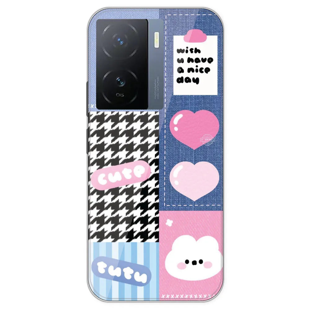 Cute Pink Bear Collage - Printed Silicone Case For IQOO Z7