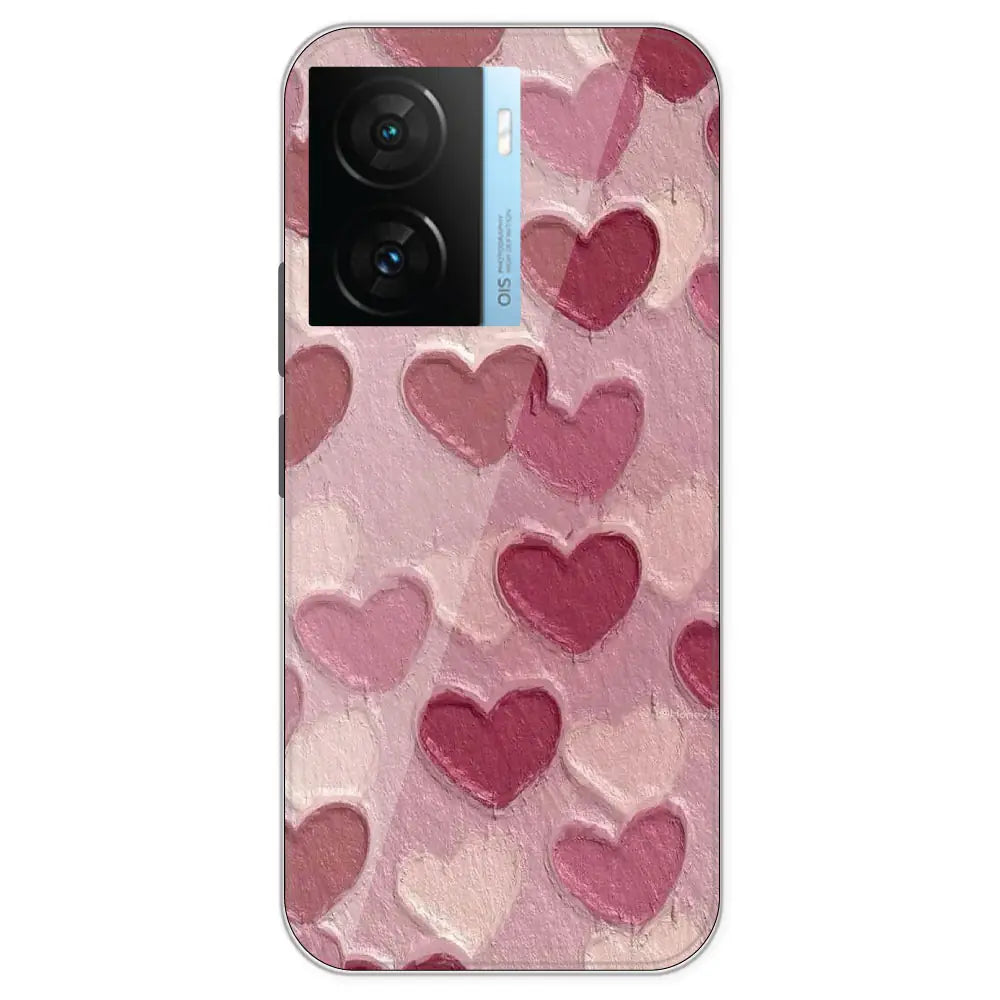 Pastel Hearts - Printed Silicone Case For IQOO Z7S