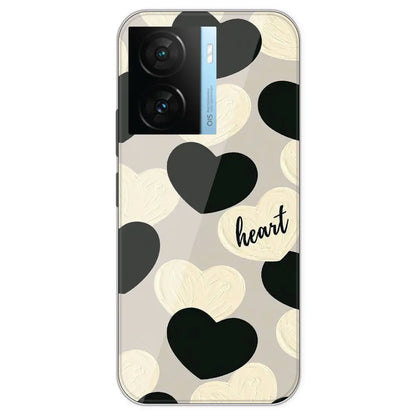 Black And White Heart - Printed Silicone Case For IQOO Z7S