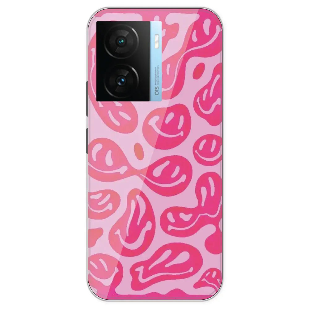 Pink Smilies - Printed Silicone Case For IQOO Z7S