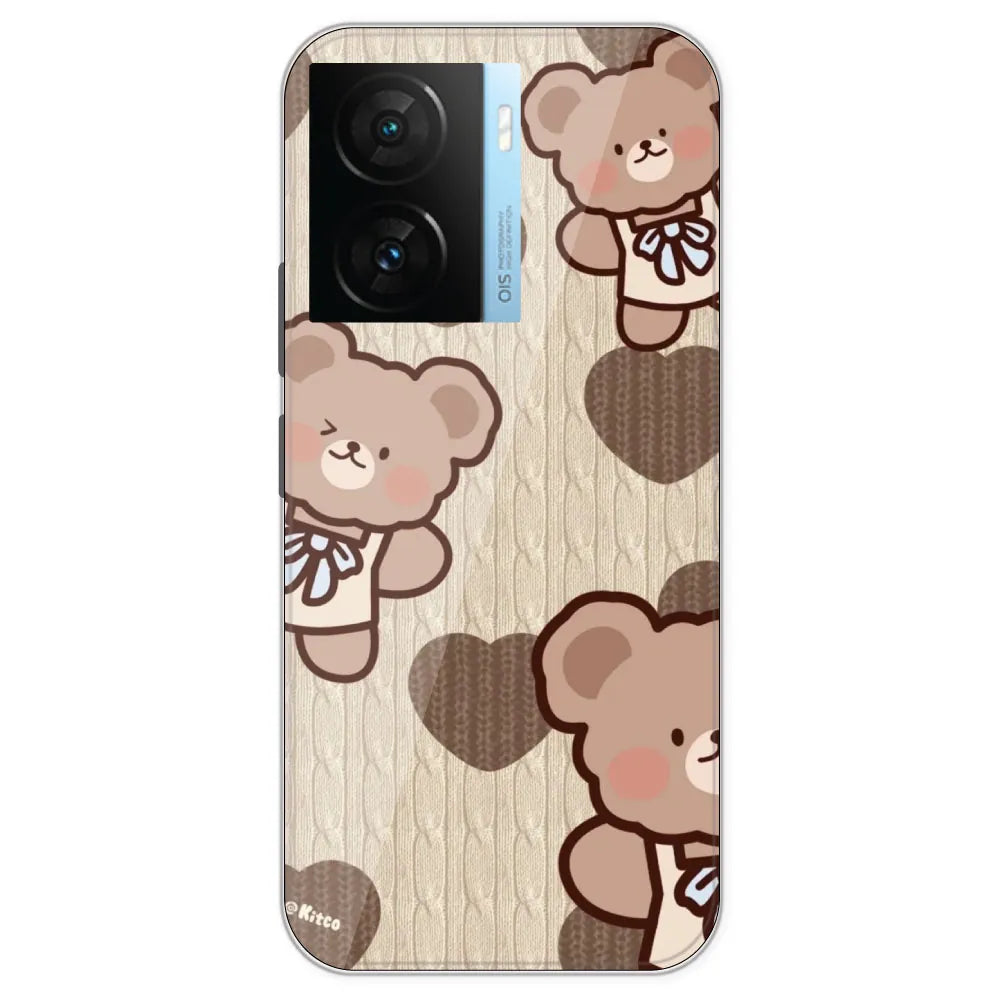 Teddy Heart - Printed Silicone Case For IQOO Z7S