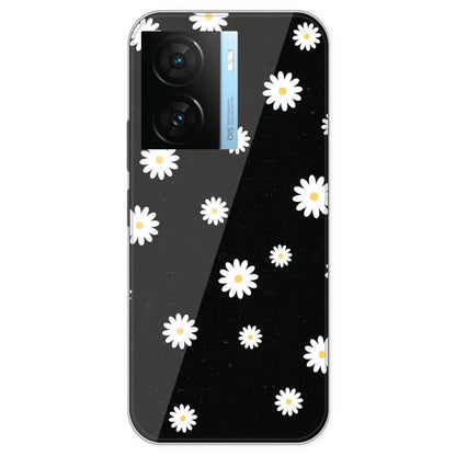 White And Black Flower - Printed Silicone Case For IQOO Z7S