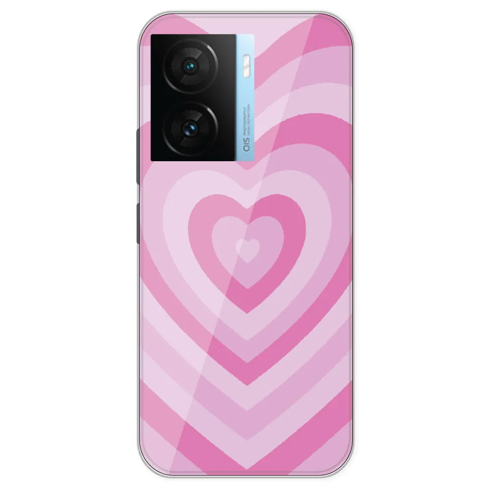 Pink Hearts - Printed Silicone Case For IQOO Z7S