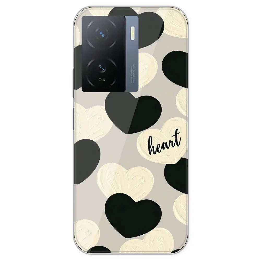 Black And White Heart - Printed Silicone Case For IQOO Z7