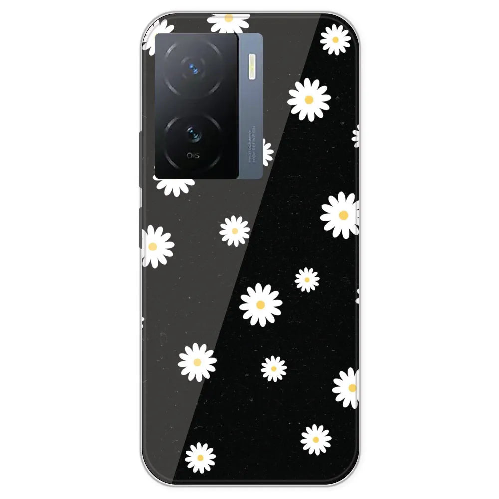White And Black Flower - Printed Silicone Case For IQOO Z7