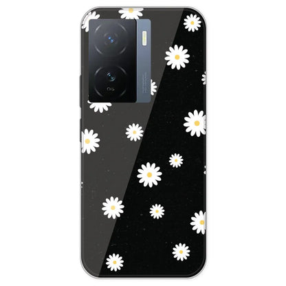 White And Black Flower - Printed Silicone Case For IQOO Z7