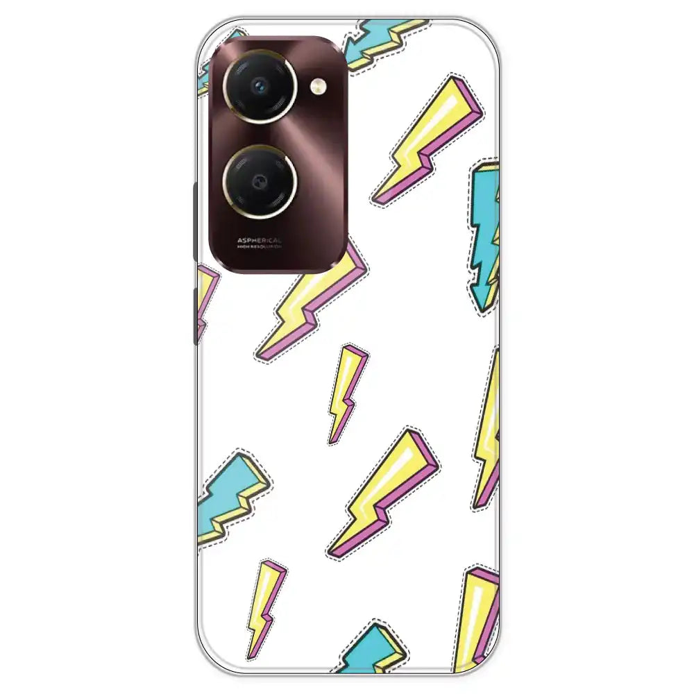 Lighting Bolts - Clear Printed Silicone Case For IQOO Z9 Lite
