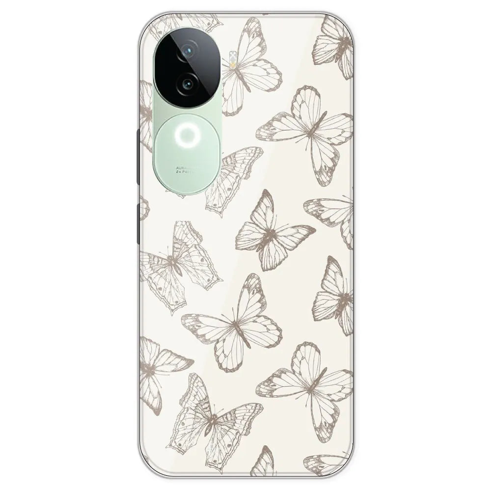 White Butterflies - Printed Silicone Case For IQOO Z9S