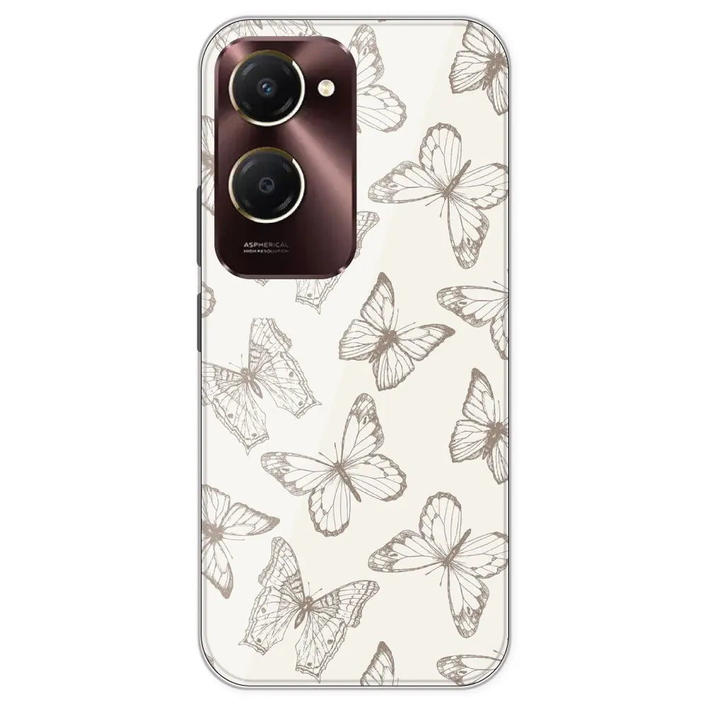 White Butterflies - Printed Silicone Case For IQOO Z9S Lite
