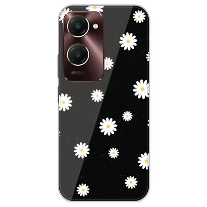White And Black Flower - Printed Silicone Case For IQOO Z9S Lite