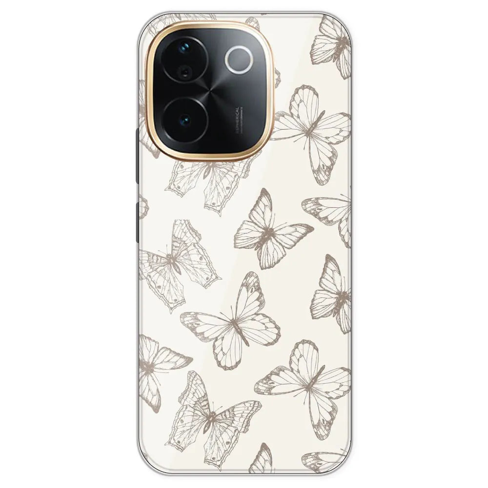 White Butterflies - Printed Silicone Case For IQOO Z9S Pro