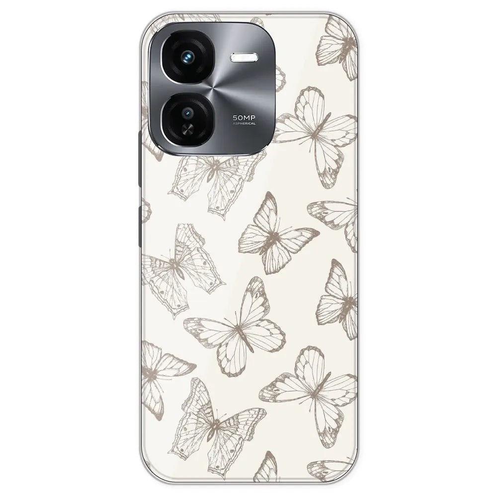 White Butterflies - Printed Silicone Case For IQOO Z9X