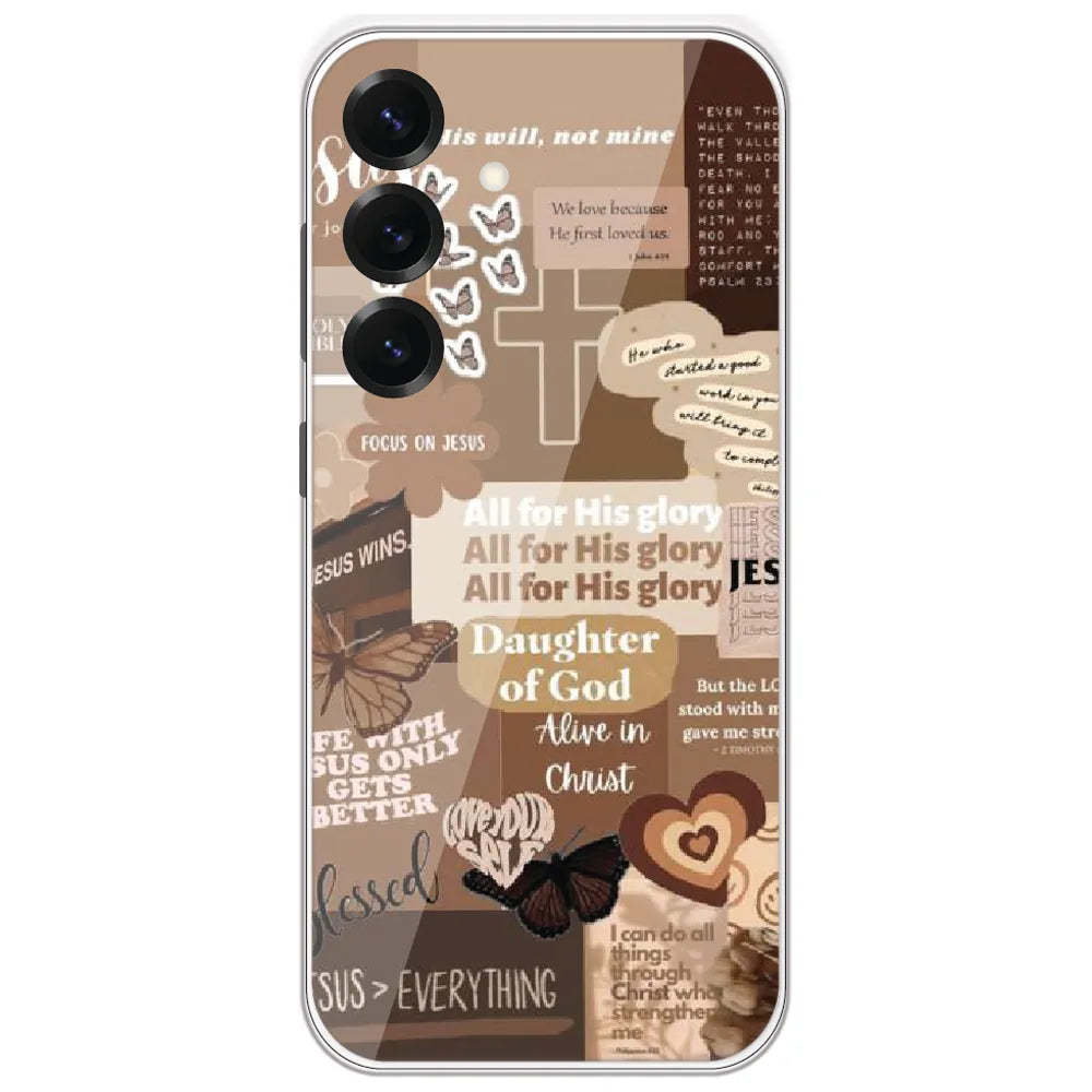 Jesus Faith Collage - Printed Silicone Case for Samsung Galaxy S25