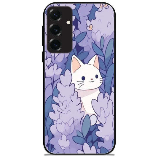Kitty In Lavender - Glossy Metal Silicone Case for Samsung Galaxy S25 Plus