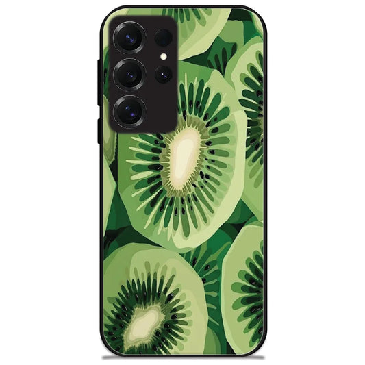 Kiwi Slices - Glossy Metal Silicone Case for Samsung Galaxy S25 Ultra