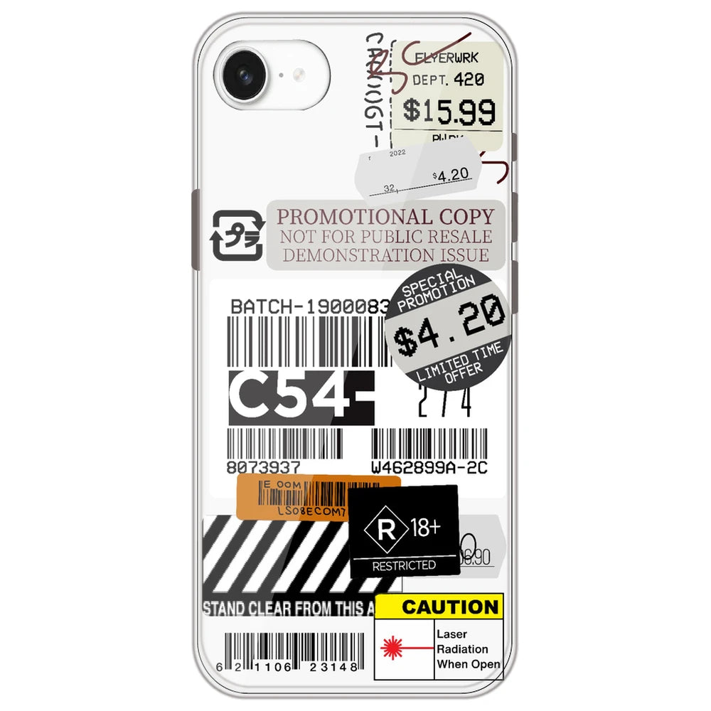 Labels - Clear Printed Silicone Case for Apple iPhone 16e