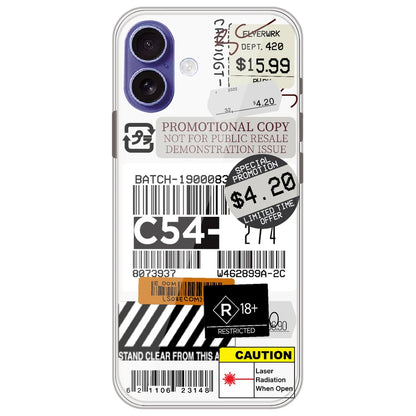Labels - Clear Printed Silicone Case for Apple iPhone 17