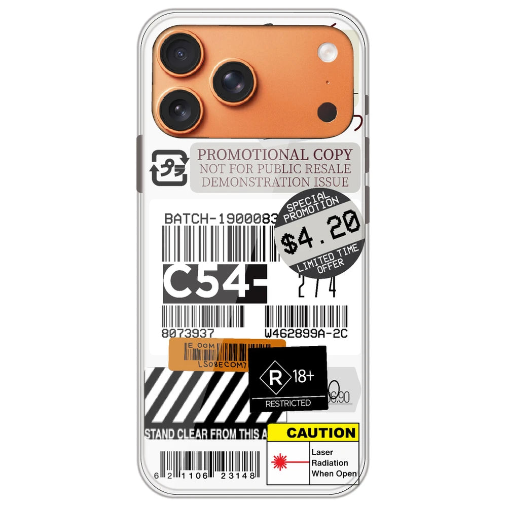 Labels - Clear Printed Silicone Case for Apple iPhone 17 Pro Max