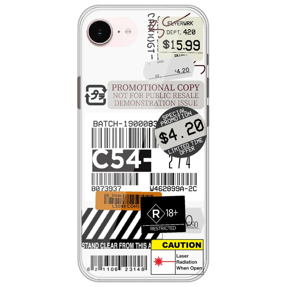 Labels - Clear Printed Silicone Case for Apple iPhone 17e