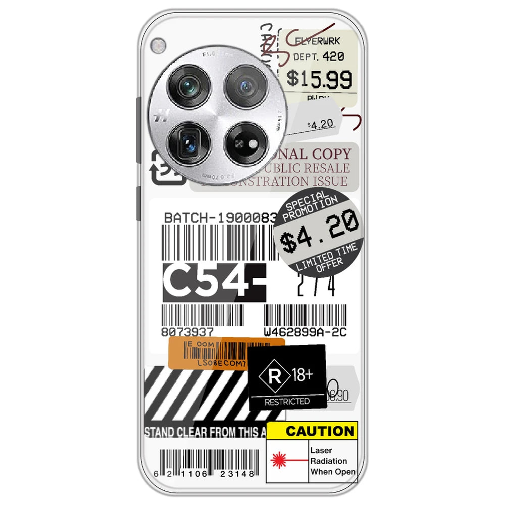 Labels - Clear Printed Silicone Case for OnePlus 12