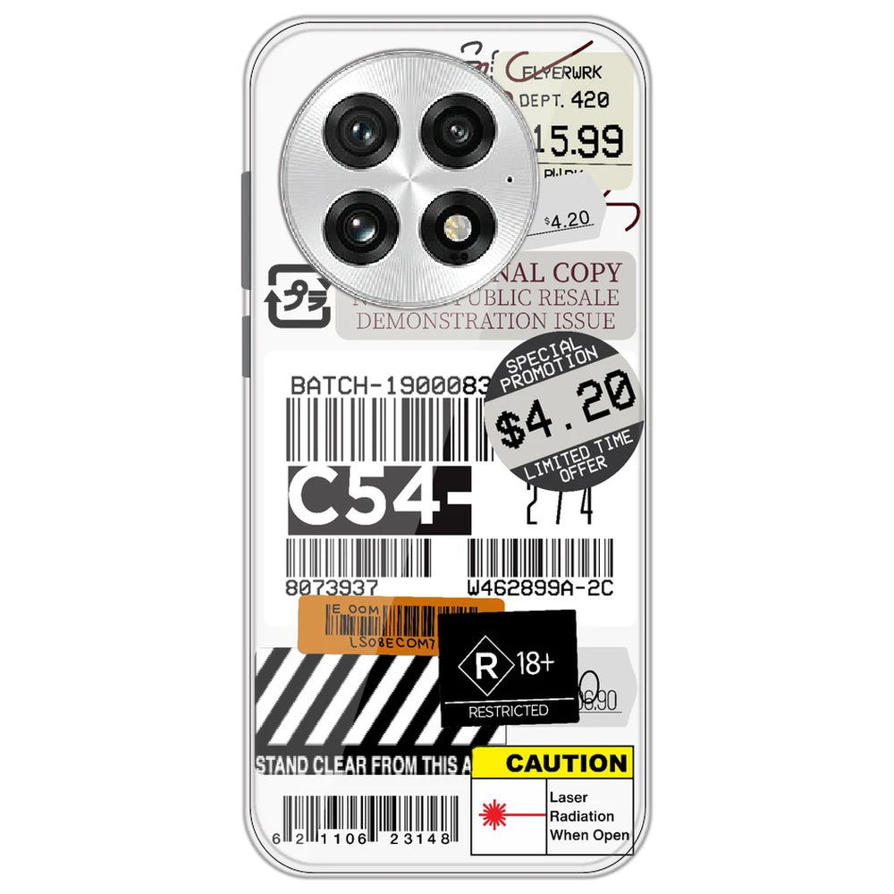Labels - Clear Printed Silicone Case for OnePlus 13