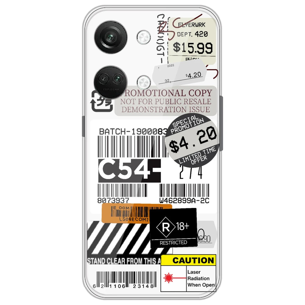 Labels - Clear Printed Silicone Case for OnePlus Nord 3