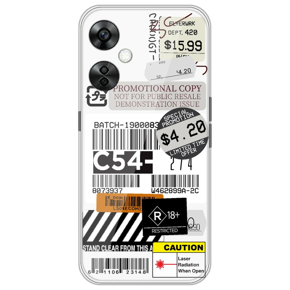 Labels - Clear Printed Silicone Case for OnePlus Nord CE 3 Lite
