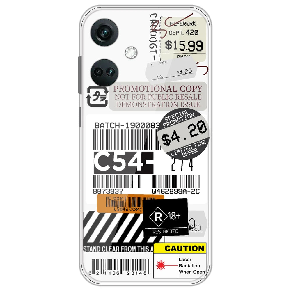 Labels - Clear Printed Silicone Case for OnePlus Nord CE 3