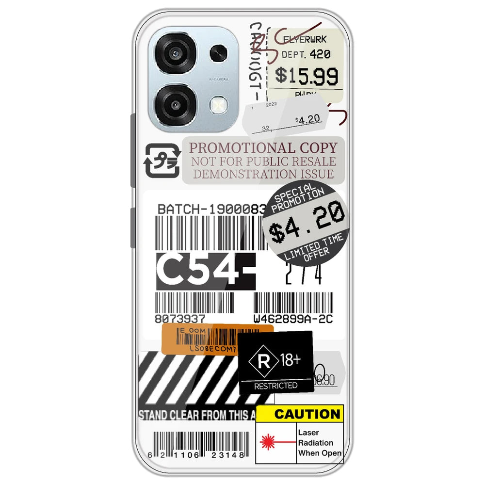 Labels - Clear Printed Silicone Case for Oppo A6 Pro