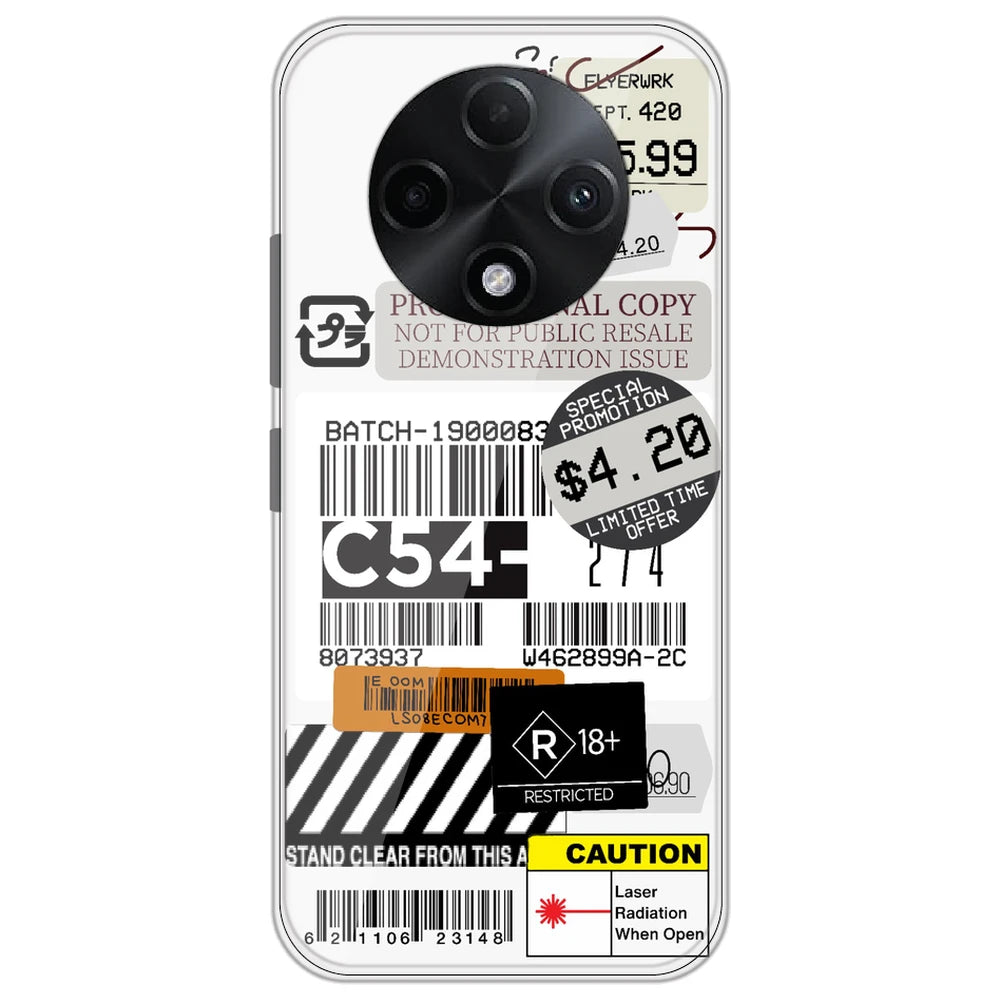 Labels - Clear Printed Silicone Case for Oppo F27 Pro Plus