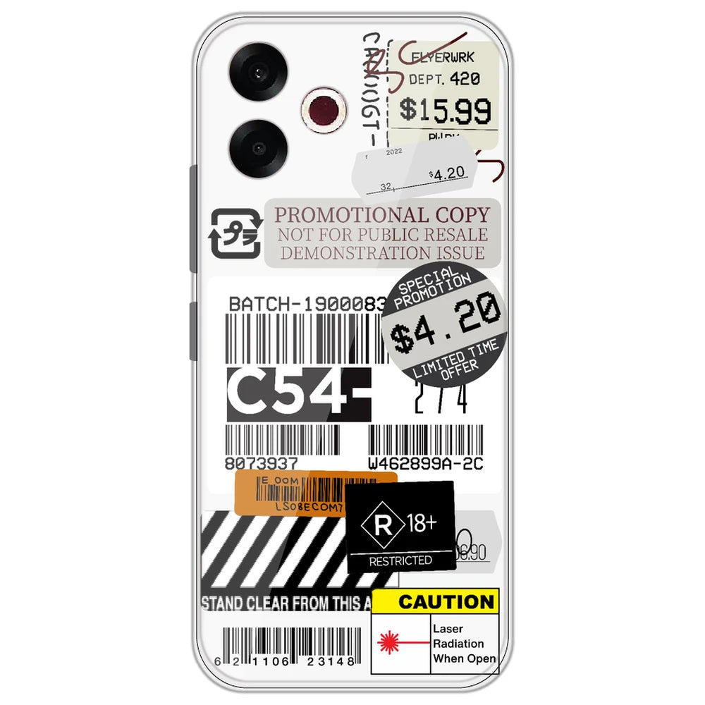 Labels - Clear Printed Silicone Case for Oppo F33 Pro