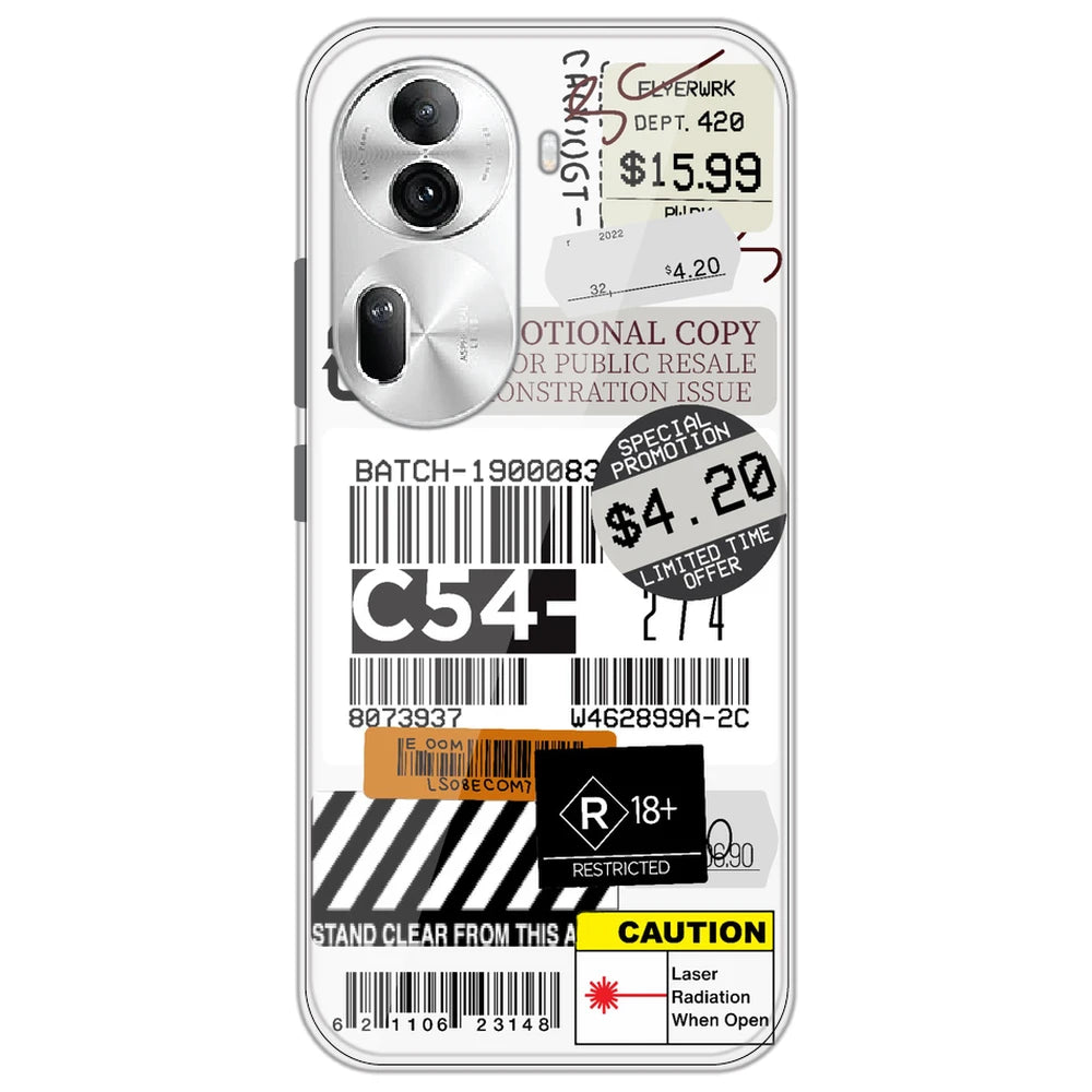 Labels - Clear Printed Silicone Case for Oppo Reno 11 Pro
