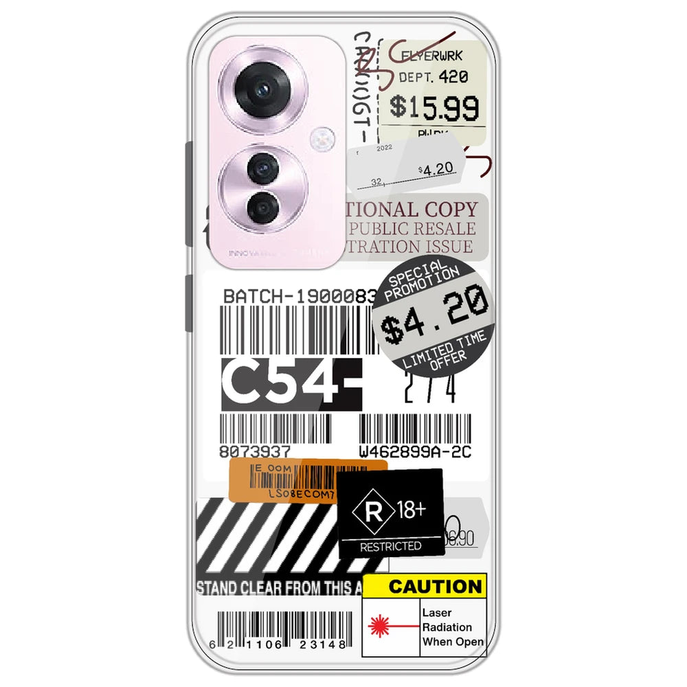 Labels - Clear Printed Silicone Case for Oppo Reno 11F