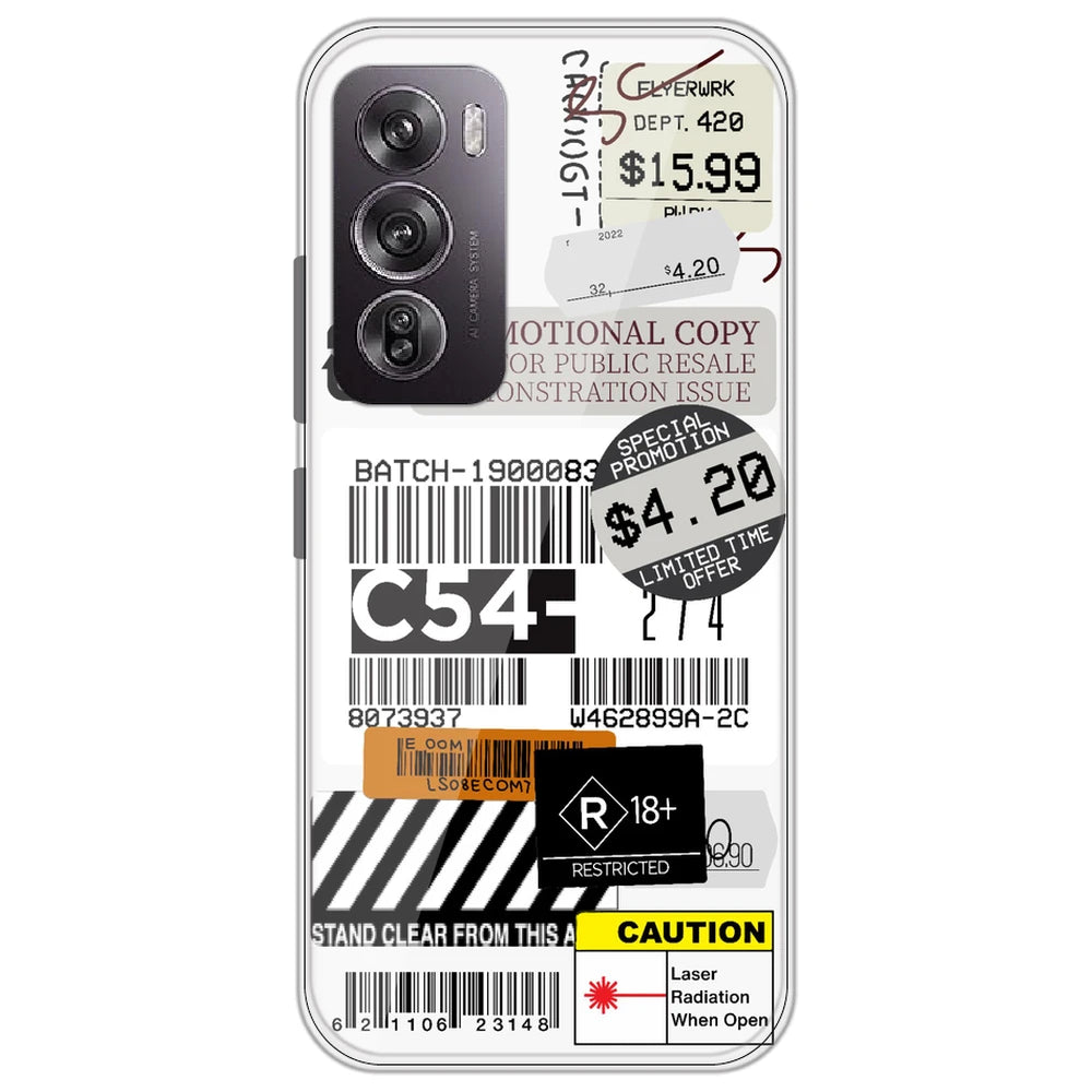 Labels - Clear Printed Silicone Case for Oppo Reno 12 Pro