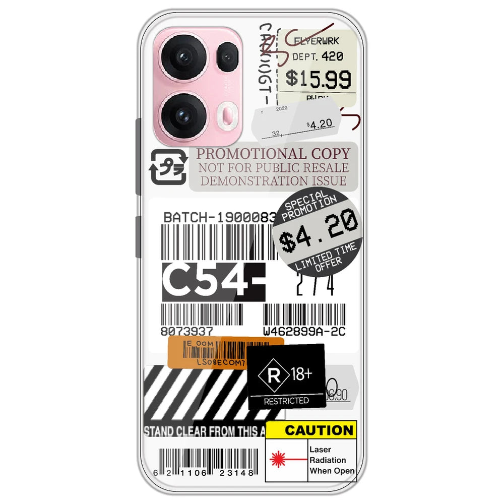 Labels - Clear Printed Silicone Case for Oppo Reno 13 Pro