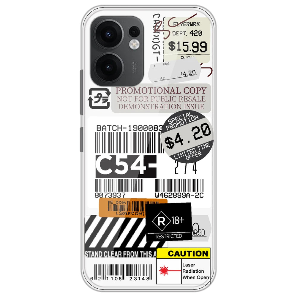 Labels - Clear Printed Silicone Case for Oppo Reno 13F